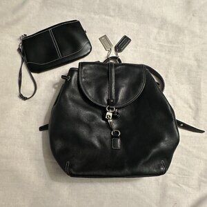 Coach small backpack in black leather